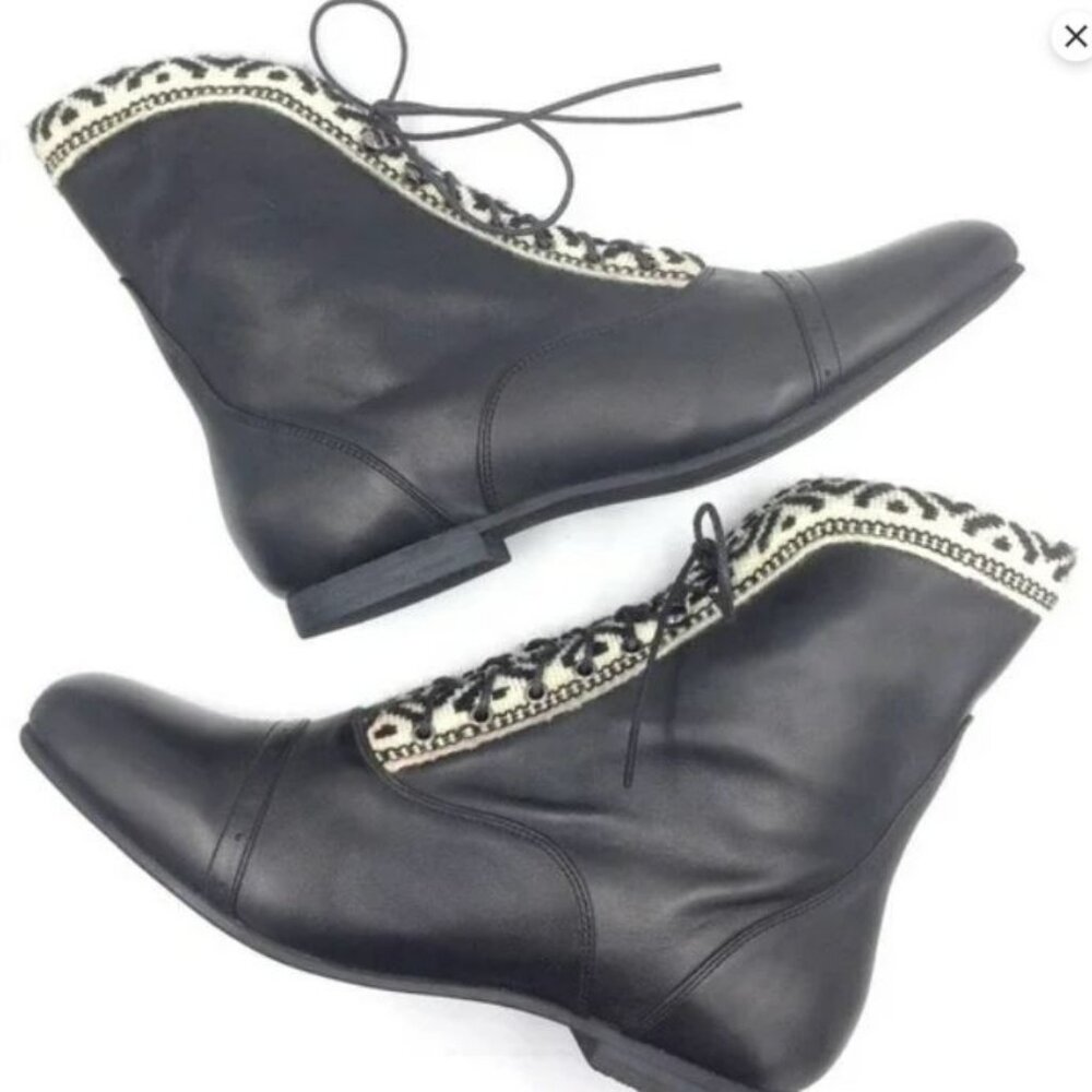 Fortress Peruvian genuine black leather lace-up boots Free People. Lightweight